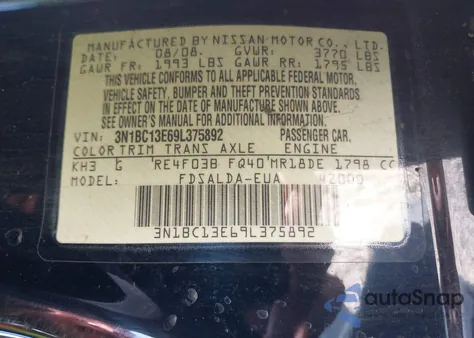 2009 Nissan Versa 1.8S from USA, damaged, VIN 3N1BC13E69L375892